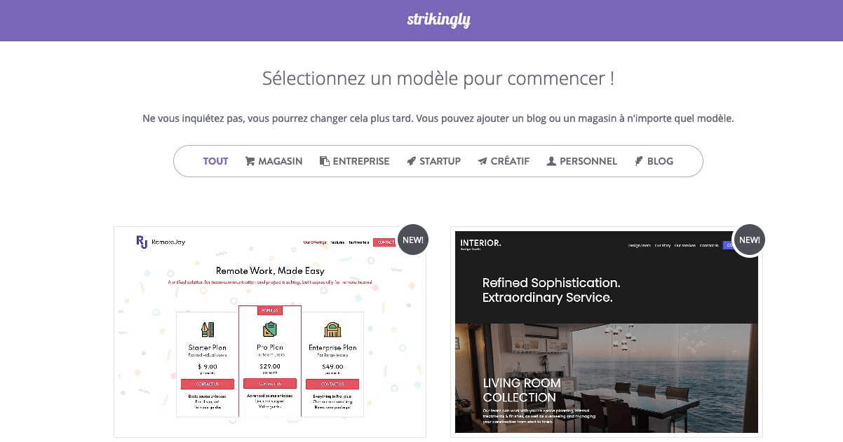 null Choix de modèle de site web